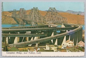 Carquinez Bridge By Vallejo CA~Freeway~Hwy 40~Plastichrome~Continental Postcard