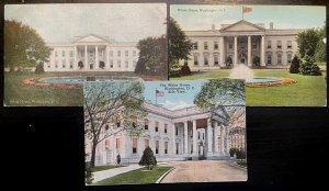 Vintage Postcard Set of 3 Images of the White House, Washington, D.C.