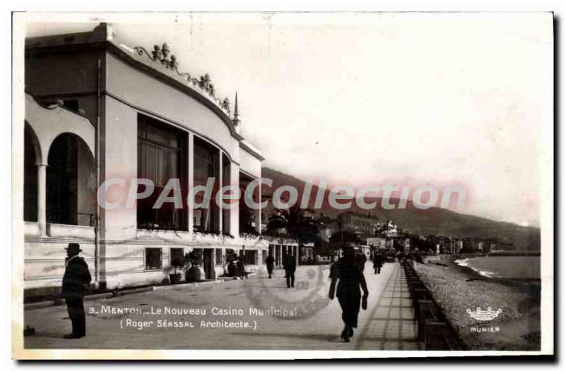 Old Postcard Menton New Casino Municipal Architect Roger Swassal