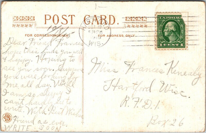 1915 Vintage Postcard Cow Calf Farm Ham Eggs Creamy Puffs Poem