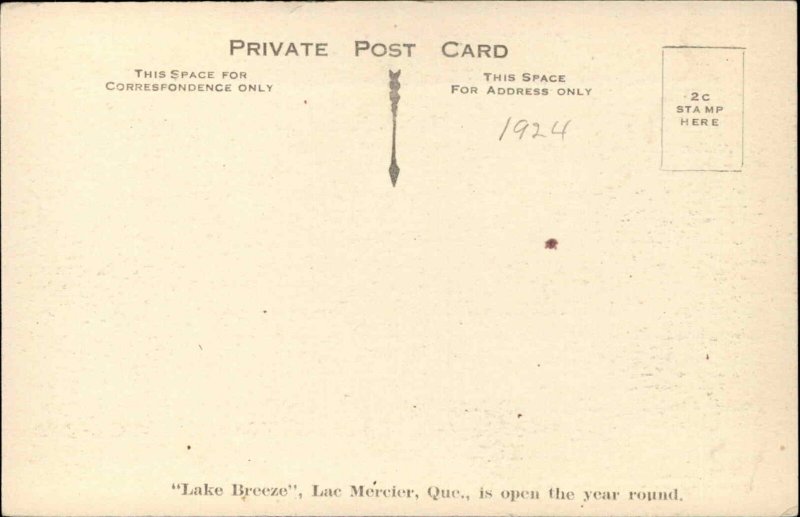 LAC MERCIER QUEBEC Lake Breeze c1910 Postcard