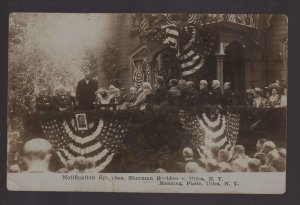 Utica NEW YORK RPPC 1909 SPEECH Crowd AMERICAN FLAGS President Taft Photo KB