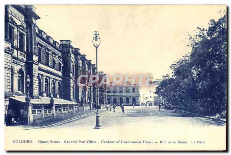 Old Postcard Queen Street Colombo Sri Lanka General Post Office Queen Street ...