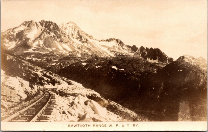 RPPC White Pass & Yukon Route Railway Sawtooth Range Alaska UNP Postcard L9