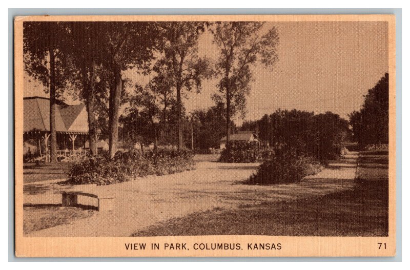 Postcard Columbus Kansas View In Park Vintage Standard View Card 