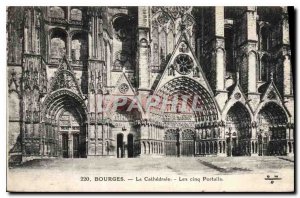 Old Postcard Bourges La Cathedrale The cing Portals