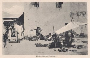 Zanzibar Native Shops Market Shoe Sellers Africa Old Postcard