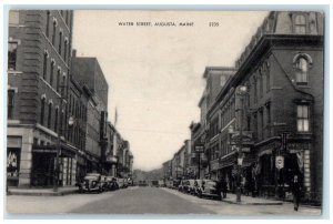 c1910 Water Street Classic Cars Exterior Building Augusta Maine Vintage Postcard