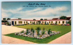 DAYTONA BEACH, Florida FL ~ Roadside SIDE O' SEA MOTEL c1940s Linen Postcard