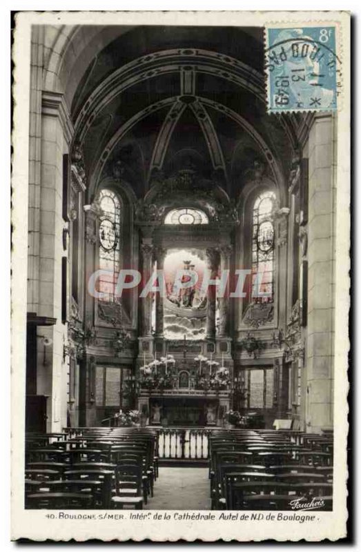 Old Postcard Boulogne Sur Mer Inside the cathedral altar of Our Lady of Boulogne