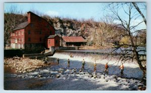 CLINTON, New Jersey NJ ~ Raritan River TROUT FISHING Gulick's Mill Postcard