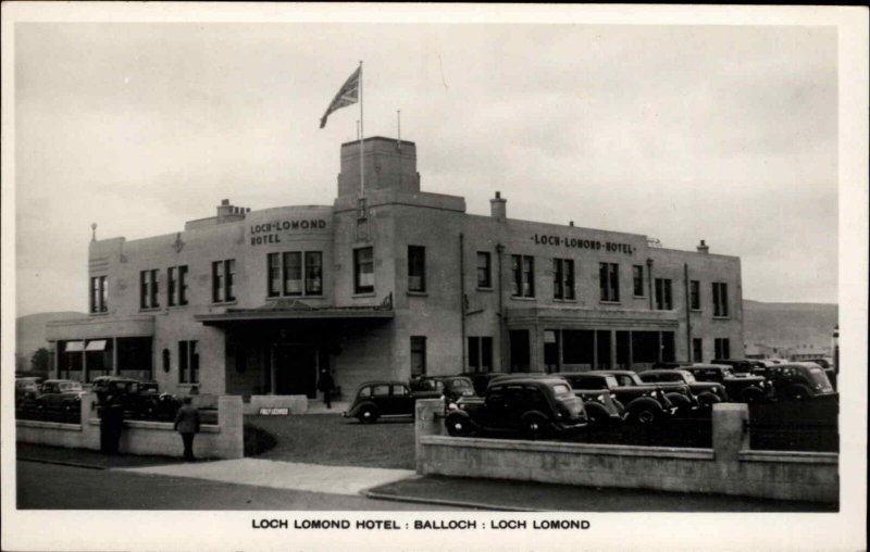 Loch Lomond Scotland Hotel Classic 1930s Cars Real Photo Vintage Postcard
