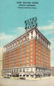 Vintage Postcard 1957 Fort Wayne Hotel Temple And Cass Avenue Detroit Michigan