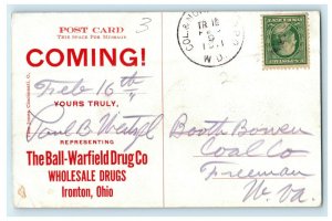 1911 The Post Office Building Ironton Ohio OH Advertising Postcard 