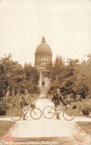 SALEM OREGON~YOUNG MEN ON BICYCLES~PORTLAND TO NEW YORK RIDE~REAL PHOTO POSTCARD