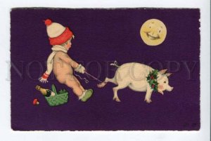 423129 NEW YEAR Nude ELF Pig by FB BAUMGARTEN old M&B#2713