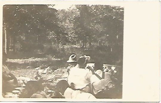 Summer Fun Black and White Photograph of Family Picnicking 100 Years Old Vintage