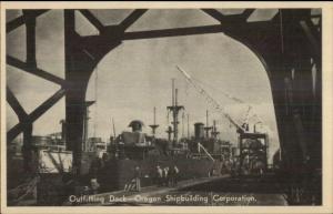 Portland OR Shipbuilding Corp Outfitting Dock c1930 Postcard
