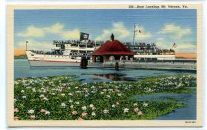 Steamer Boat Landing Mt Vernon Virginia linen postcard