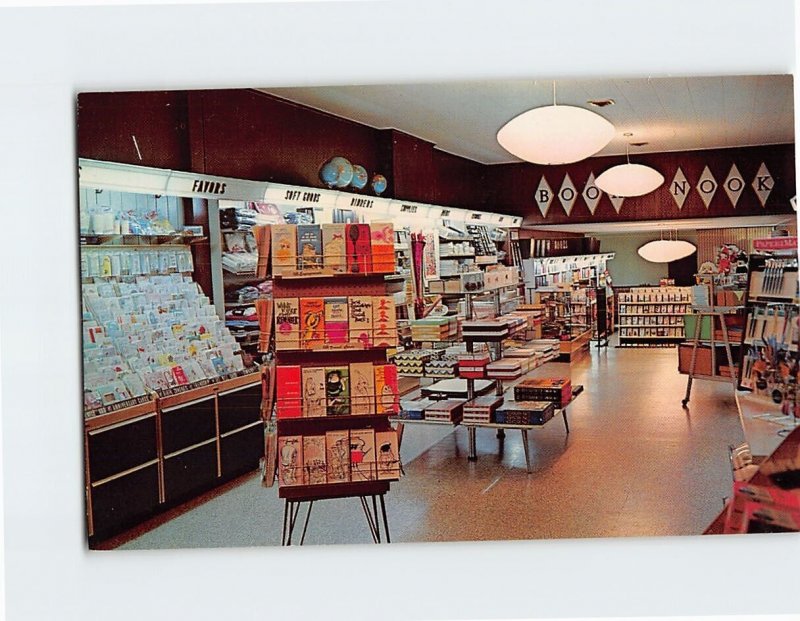 Postcard Night View of Interior Woods Campus Book Store Delaware Ohio USA