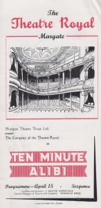 Ten Minute Alibi Anthony Armstrong Rare Theatre Royal Margate Kent Programme