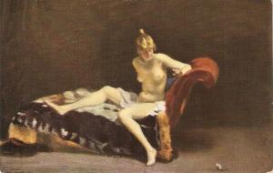 \Mouse freightens nudelady,by R.Nissi\ Nice antique postcard