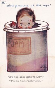 Humour Young Boy In Jelly Jar It's Too Good Here To Last C'est trop...