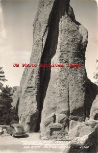 SD, Black Hills, South Dakota, RPPC, Needles Highway, Eye, 40s Cars, Photo