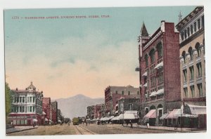 P2829, old postcard washington ave street view traffic etc ogden utah.