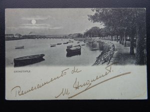 Devon BARNSTAPLE by Moonlight c1901 UB Queen Victoria Stamped Postcard