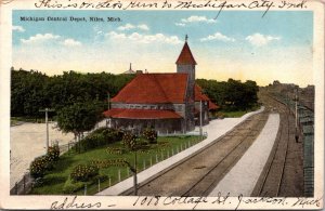 Postcard Michigan Central Railroad Train Depot Station in Niles, Michigan