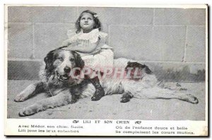 Postcard Old Lili and her dog (dog)