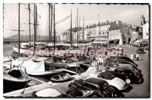 Postcard Old Saint Tropez harbor and yachts