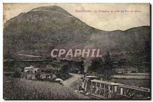 Auvergne Old Postcard Tram at the foot of the Puy de Dome (train)