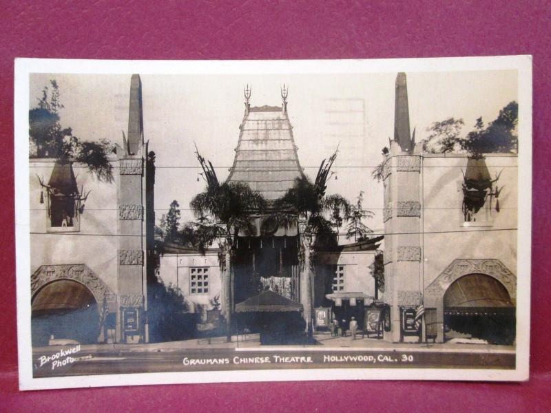 Postcard CA Hollywood Graumans Chinese Theatre RPPC Real Photo by Brookwell