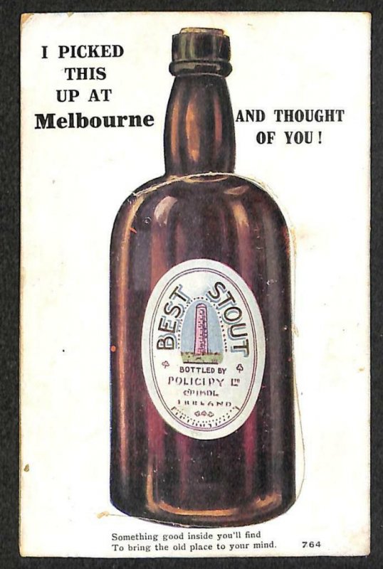 MELBOURNE AUSTRALIA BEER MULTI-VIEW PULL-OUT NOVELTY ADVERTISING POSTCARD 1920s