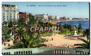 Old Postcard Cannes Garden View and Great Hotels