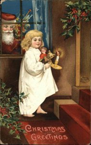 Christmas Children Santa Clause Toys Clapsaddle c1910s Postcard