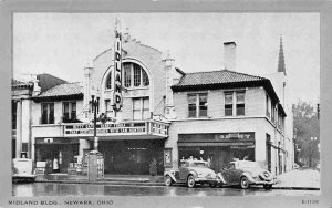 Midland Theater Building Cars Newark Ohio 1940s Wayne Co postcard