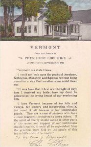 Vermont Bennington Vermont From The Speech Of President Coolidge Albertype