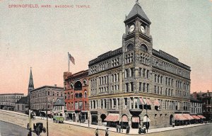 Masonic Temple, Springfield, Massachusetts, Early Postcard, Unused