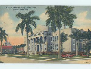 Linen COURTHOUSE SCENE Punta Gorda Florida FL d2905