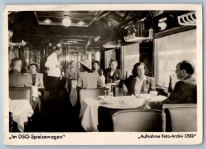 Germany Postcard In the DSG Dining Car Train Interior c1920's RPPC Photo