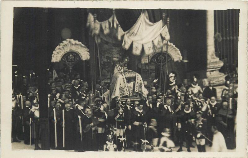 Italy Real Photo Postcard procession religious meeting pope