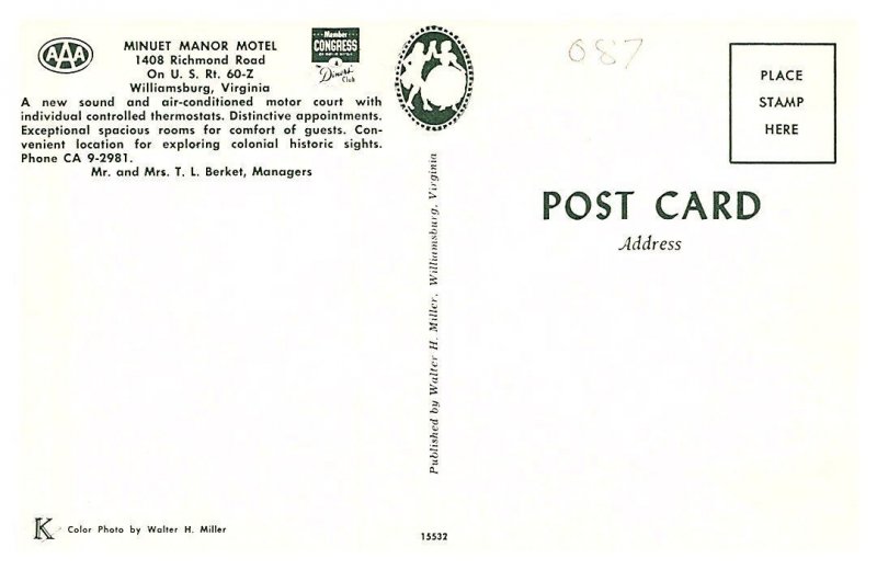 Virginia Williamsburg , Minuet Manor Motel