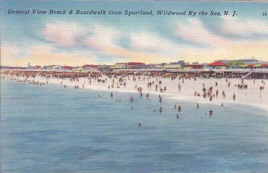 New Jersey Wildwood By the Sea General View Beachwalk From Sportland  1935