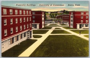 Vtg Storrs CT Fraternity Buildings University of Connecticut 1940s View Postcard