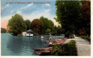 Grand Island, Nebraska - A view of Shimmers Lake - Rowboats - c1920