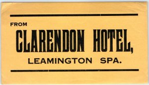 c1920s  Leamington Spa, England Large Luggage Label Clarendon Hotel Gum Decal 2C