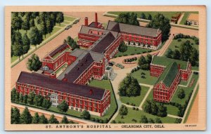 OKLAHOMA CITY, OK ~ ST. ANTHONY'S HOSPITAL c1940s Curt Teich Linen  Postcard